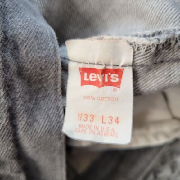 Vintage Levis 501 Jeans Men 33x34 Gray Button Fly Distressed Made In USA 90s - Picture 5 of 11